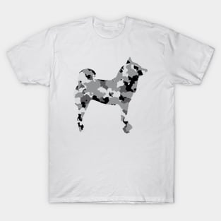 Lilly the Shiba Inu Silhouette - Arctic Camo on White T-Shirt